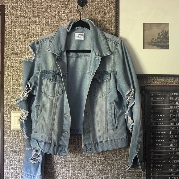 Ci Sono Jackets & Blazers - Ci Sono Blue Jean Jacket Cropped Distressed